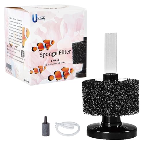 UNEAK Kleiner Aquarium-Schwamm-Filter, Zuchtbraten, Betta-Garnelen, Nano-Aquarium (bis zu 122 Liter) von UNEAK