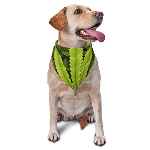 Bandana mit grünem Blattdruck, dreieckig, verstellbar, waschbar, für kleine, mittelgroße und große Hunde und Katzen von UNIOND