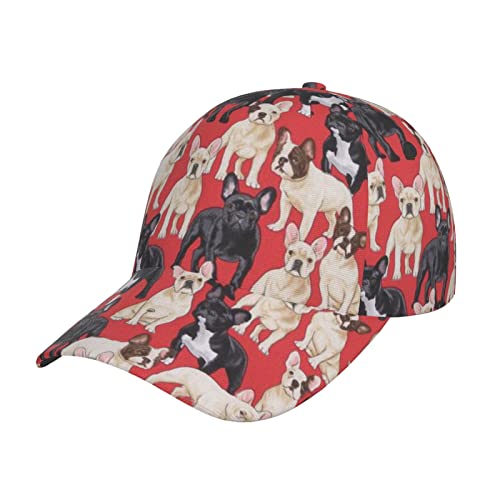 Französische Bulldoggen, Hunde, Haustiere, Welpen, bedruckte Baseballkappe, verstellbar, Snapback-Hut, Unisex, für Sport, Outdoor, alle Jahreszeiten von UNIOND