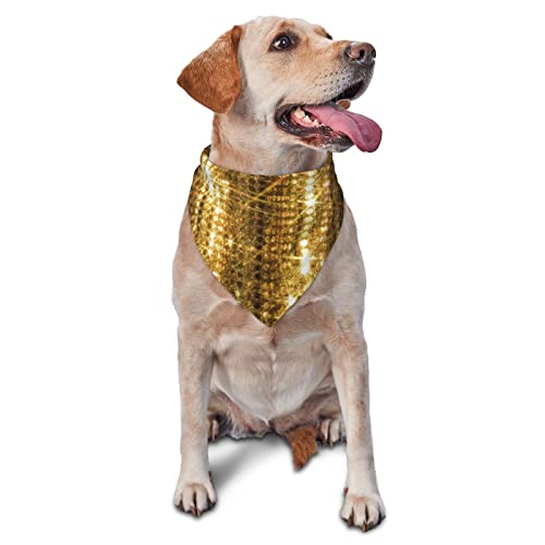 Gold Pailletten Glitzer bedrucktes Dreieck Bandana Verstellbarer Haustier Schal Waschbares Halstuch für kleine, mittelgroße und große Hunde Katzen Gold Pailletten Glitzer bedrucktes Dreieck Bandana Verstellbarer Haustier Schal Waschbares Halstuch für kleine, mittelgroße und große Hunde Katzen von UNIOND