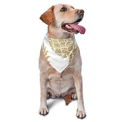 Goldener Ananas-Hintergrund, bedrucktes Dreieck-Bandana, verstellbarer Haustier-Schal, waschbares Halstuch für kleine, mittelgroße und große Hunde und Katzen von UNIOND