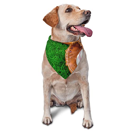 Grüner Rasen-Baseball-Handschuh, bedruckt, dreieckiges Bandana, verstellbar, waschbar, für kleine, mittelgroße und große Hunde, Katzen Grüner Rasen-Baseball-Handschuh, bedruckt, dreieckiges Bandana, verstellbar, waschbar, für kleine, mittelgroße und große Hunde, Katzen von UNIOND