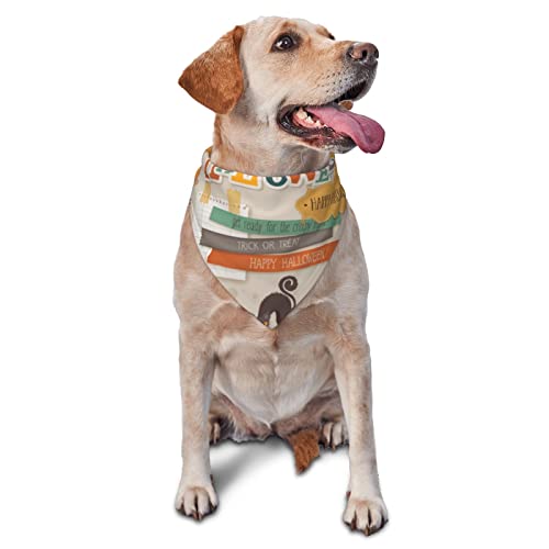Halloween Scrapbook bedrucktes Dreieck Bandana Verstellbarer Haustier Schal Waschbares Halstuch für kleine, mittelgroße und große Hunde Katzen von UNIOND