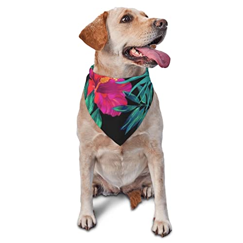 Hawaiianischer Hibiskus bedrucktes Dreieck Bandana Verstellbarer Haustier Schal Waschbares Halstuch für kleine, mittelgroße und große Hunde Katzen von UNIOND