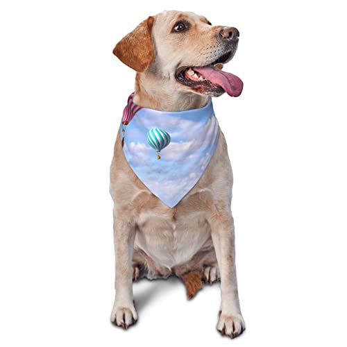 Heißluftballon über dem Meer, bedrucktes dreieckiges Bandana, verstellbar, waschbar, für kleine, mittelgroße und große Hunde und Katzen von UNIOND