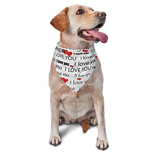 I Love You Words with Hearts Bedrucktes Dreieck Bandana Verstellbarer Haustier Schal Waschbares Halstuch für kleine, mittelgroße und große Hunde Katzen von UNIOND