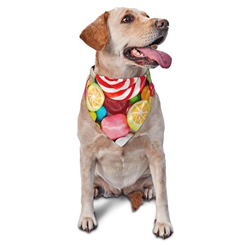 Lollipops Muster bedrucktes Dreieck Bandana Verstellbarer Haustier Schal Waschbares Halstuch für kleine, mittelgroße und große Hunde Katzen von UNIOND