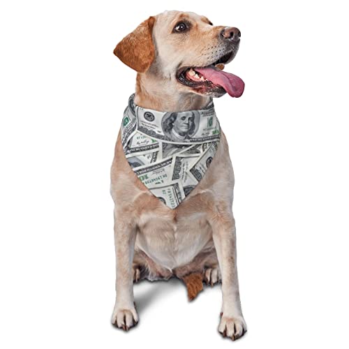 Lustiges Dollar Geld bedrucktes Dreieck Bandana Verstellbarer Haustier Schal Waschbares Halstuch für kleine, mittelgroße und große Hunde Katzen von UNIOND