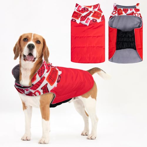 Gemütlicher wasserdichter dicker Hunde-Wintermantel, Hundejacke, warme Haustierkleidung, bequeme Puffer-Hundeweste für kleine, mittelgroße und große Hunde mit Geschirrloch YRFB01XXL von UNIPUP