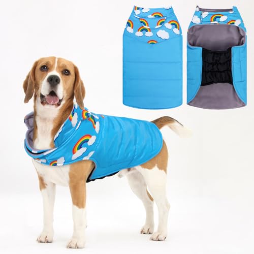 Gemütlicher wasserdichter dicker Hunde-Wintermantel, Hundejacke, warme Haustierkleidung, bequeme Puffer-Hundeweste für kleine, mittelgroße und große Hunde mit Geschirrloch YRFB02L von UNIPUP