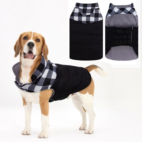 Gemütlicher wasserdichter dicker Hunde-Wintermantel, Hundejacke, warme Haustierkleidung, bequeme Puffer-Hundeweste für kleine, mittelgroße und große Hunde mit Geschirrloch YRFB04M von UNIPUP