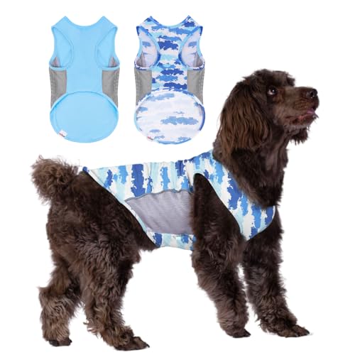 UNIPUP 2 Pack UPF 50+ Sonnenschutz Haustier-Shirts, Sport-Fan-T-Shirts für mittelgroße Hunde, leichte, ärmellose Hundeweste mit reflektierenden Streifen, Katzen-Outfit P23ST00505L UNIPUP 2 Pack UPF 50+ Sonnenschutz Haustier-Shirts, Sport-Fan-T-Shirts für mittelgroße Hunde, leichte, ärmellose Hundeweste mit reflektierenden Streifen, Katzen-Outfit P23ST00505L von UNIPUP