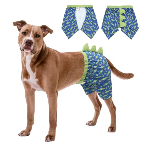 UNIPUP U-DST01XXL Hunde-Badehose für große Hunde – gemütliche Shorts mit verstellbarem Bund, UV-Schutz, Dinosaurier-Horn-Design, Bikini-Badeanzüge für Pool, Strand und Spielen im Freien von UNIPUP