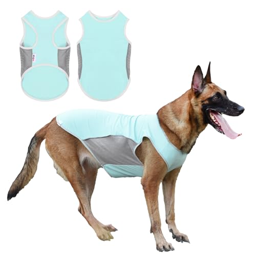 UNIPUP UPF 50+ Sonnenschutz Hunde-Shirt, schnell trocknend, weiche Hundekleidung für mittelgroße Hunde Jungen, atmungsaktiv, leicht, Hunde-T-Shirts mit reflektierendem Streifen, ärmellose Hundeweste, von UNIPUP