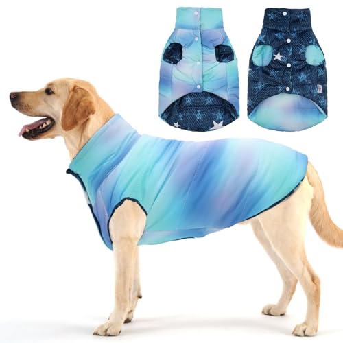 UNIPUP YRFA03L Hundemantel, gemütlich, wasserdicht, wendbar, dick, warme Haustierkleidung, bequeme Pufferweste für kleine, mittelgroße und große Hunde mit Loch für die Leine UNIPUP YRFA03L Hundemantel, gemütlich, wasserdicht, wendbar, dick, warme Haustierkleidung, bequeme Pufferweste für kleine, mittelgroße und große Hunde mit Loch für die Leine von UNIPUP