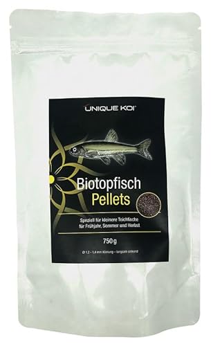 Unique Koi Biotopfisch Pellets 750 g Ø 1,2-1,4 mm | BiotopfischFutter Fischfutter Koifutter, Winterfutter, Schwimmfutter, Herbstfutter von UNIQUE KOI