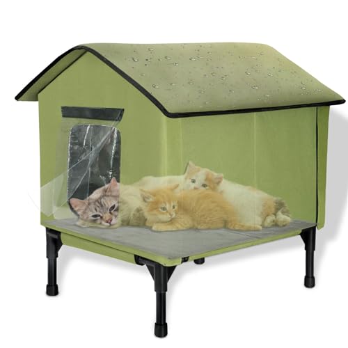 Großes Katzenhaus für den Außenbereich, erhöhter wasserdichter isolierter Katzenhütte für draußen, Winterhaus für drinnen und draußen, Katzen und kleine Hunde, wilder Katzenhütte im Freien für mehrere Großes Katzenhaus für den Außenbereich, erhöhter wasserdichter isolierter Katzenhütte für draußen, Winterhaus für drinnen und draußen, Katzen und kleine Hunde, wilder Katzenhütte im Freien für mehrere von UNKJIN