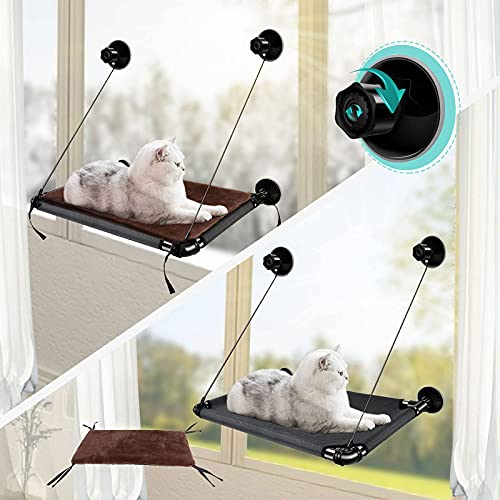 Katze Fenster Bett Hängematte bis zu 44lb kann auf kleine Fenster weiche Matten installiert Werden, für große Katze und Kätzchen, Double Layers (schwarz) von UNOSEKS