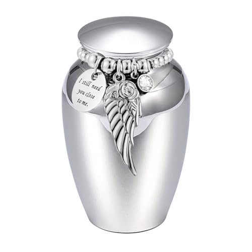 Rostfreier Haustier-Gedenkurnenbehälter mit Perlenflügel-Dekor und auslaufsicherem Deckel für Hunde und Katzen, Asche, Konservierung, Haustier-Gedenkgeschenk von UNTERING