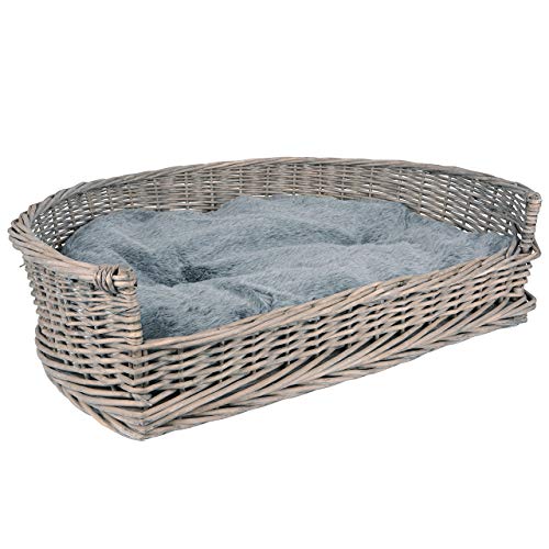 UNUS Hundebett Hundekorb Hundekörbchen aus Weide XL mit Kissen grau für große und kleine Hunde 91 x 70 x 23 cm UNUS Hundebett Hundekorb Hundekörbchen aus Weide XL mit Kissen grau für große und kleine Hunde 91 x 70 x 23 cm von UNUS
