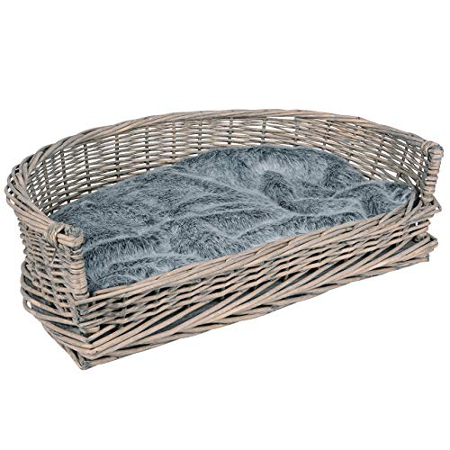 UNUS Hundebett Hundekorb Hundekörbchen aus Weide mit Kissen für große und kleine Hunde und Katzen grau 61 x 44,5 x 15,5 cm UNUS Hundebett Hundekorb Hundekörbchen aus Weide mit Kissen für große und kleine Hunde und Katzen grau 61 x 44,5 x 15,5 cm von UNUS