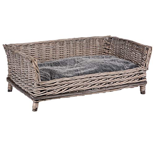UNUS Hundebett aus Weide, eckiges Hundesofa, 90 cm breit, mit grauem Polyesterkissen, ideal für mittelgroße bis große Hunde UNUS Hundebett aus Weide, eckiges Hundesofa, 90 cm breit, mit grauem Polyesterkissen, ideal für mittelgroße bis große Hunde von UNUS