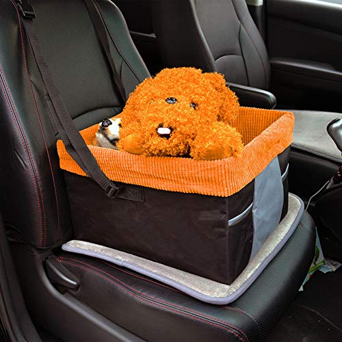 UOBEKETO Auto Pet Booster Sitz für Hunde oder Katzen Verstellbarer Haustierkäfig Auto Vordersitz Hundehütte für Autos, LKWs & SUV (Schwarz) von UOBEKETO