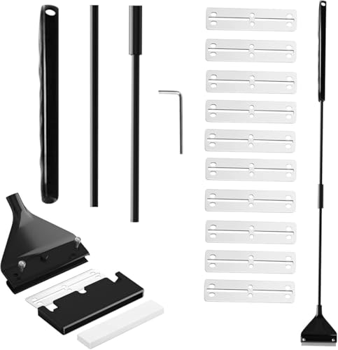 UOCAI Aquarium Algenkratzer teiliges Aquarium Reinigungswerkzeug mit Abnehmbarer Stange– 58 cm Gesamtlänge, 5 Edelstahlklingen, Schraubendreher, Aquarium Reinigung Set für Glas Fischbecken, Schwarz von UOCAI