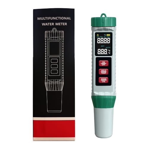 5-in-1 Wassertester, TDS Messgerät mit pH, EC, Salzgehalt, Temperatur Messgerät, Digitaler Wasserqualität-Tester, Wasserqualitätsprüfgerät Hochpräzises für Aquarium, Trinkwasser, Pool, Labor, Landwirt 5-in-1 Wassertester, TDS Messgerät mit pH, EC, Salzgehalt, Temperatur Messgerät, Digitaler Wasserqualität-Tester, Wasserqualitätsprüfgerät Hochpräzises für Aquarium, Trinkwasser, Pool, Labor, Landwirt von UOEONR