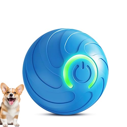 Intelligenter Spielzeugball, selbstrollend, intelligenter Ball, wiederaufladbar über USB, springender Ball für Hunde, in Bewegung, um 360 Grad drehbar, für Welpen, kleine, mittelgroße Hunde (blau) von UOEONR
