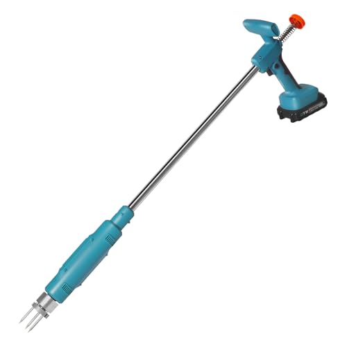 UOEONR Akku Unkrautstecher, Elektrischer Unkrautstecher mit 20000 U/min Motor und Hohem Drehmoment, Unkrautentferner Länge 100cm, 3-Klauen-Design und Feder, Gartenwerkzeug (ohne Akku) von UOEONR