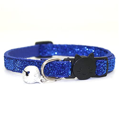 2021 Haustier Katzen Halsband mit Glocke Breakaway Mode Verstellbar Kätzchen Katzen Pailletten Halsband Katzen Zubehör Haustier Zubehör (Blau Katze Hundehalsband) von UOHUFIDABFD