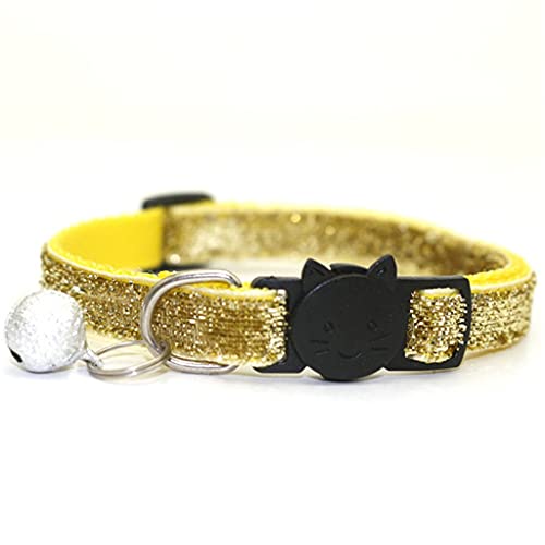 2021 Haustier Katzen Halsband mit Glocke Breakaway Mode Verstellbar Kätzchen Katzen Pailletten Halsband Katzen Zubehör Haustier Zubehör (Gelb) von UOHUFIDABFD