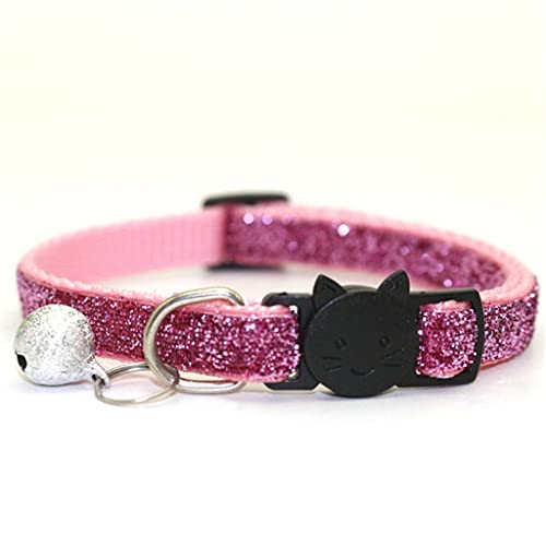 2021 Haustier Katzen Halsband mit Glocke Breakaway Mode Verstellbar Kätzchen Katzen Pailletten Halsband Katzen Zubehör Haustier Zubehör (Rose Red) von UOHUFIDABFD