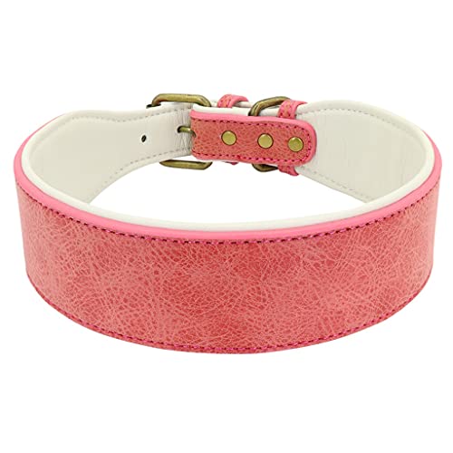 Breites Leder Hundehalsband Gepolstert Haustier Halsbänder Hundehalsband für Mittlere Große Hunde Pitbull Bulldogge Deutscher Schäferhund 2XL (Rosa X) von UOHUFIDABFD