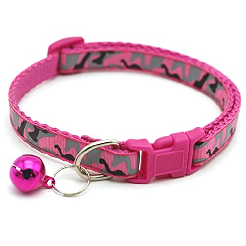 Camo Camouflage Hundehalsband für Katzen mit Glocken-Druck, Halsband, Polyester, verstellbare Schnalle, Kätzchen, Welpen, Haustier-Leine, Tierzubehör (Rosenrot) von UOHUFIDABFD