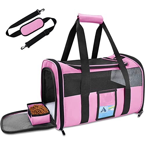 Cat Backpack Going Out Portable Breathable Portable Cat Bag Foldable Lightweight Canvas Car Pet Bag Cat Cage Black (Pink) von UOHUFIDABFD