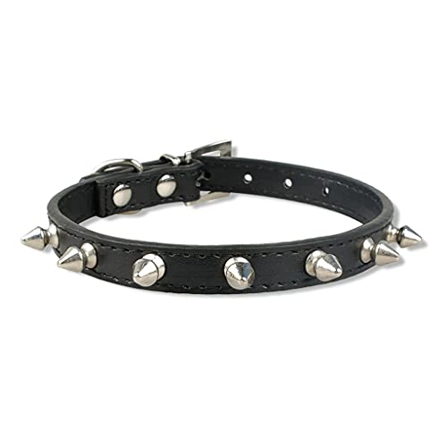 Coole Katzen Hundehalsband Katzen Hund Leder Spiked Studded Collars for Small Medium Dogs Cats Chihuahua 5 Colors (Black S) von UOHUFIDABFD