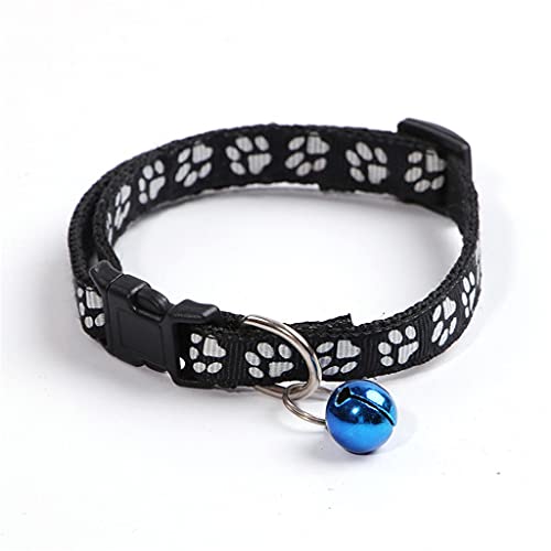 Easy Wear Katzen Hund Haustier Halsband mit Glocke Verstellbare Schnalle Hundehalsband Katzen Welpen Haustier Zubehör Kleiner Hund Chihuahua Name (Schwarz) von UOHUFIDABFD