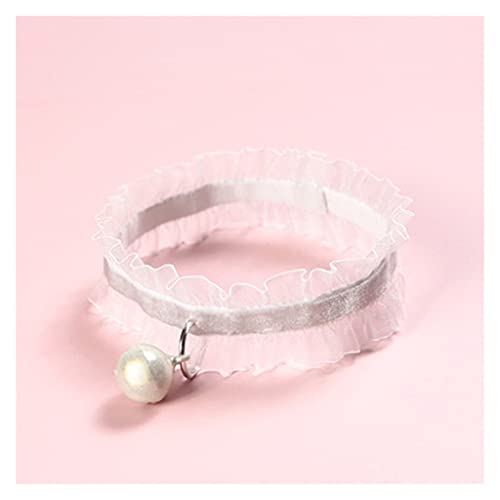 Elastizität Samt Spitze Haustiere Katzen Halsband mit Glocke Chihuahua Kaninchen Halskette Fliege Welpen Hunde Glocken Halsbänder Katzen Zubehör (Silber Medium) von UOHUFIDABFD
