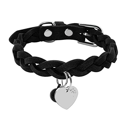 Halsband für Hunde und Katzen, Wildleder, personalisierbar, für Welpen, Kätzchen, geflochtenes Halsband mit Glocken-Gravur Halsband für Hunde und Katzen, Wildleder, personalisierbar, für Welpen, Kätzchen, geflochtenes Halsband mit Glocken-Gravur von UOHUFIDABFD