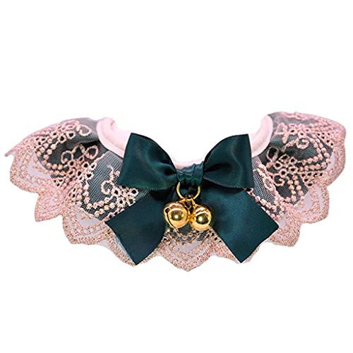 Handgefertigtes Haustier-Schmuck, Katzen-Hundehalsband, Spitzen-Lätzchen, dunkelgrüne Temperamen-Schleifen, Krawatte, Welpenpflege-Zubehör Handgefertigtes Haustier-Schmuck, Katzen-Hundehalsband, Spitzen-Lätzchen, dunkelgrüne Temperamen-Schleifen, Krawatte, Welpenpflege-Zubehör von UOHUFIDABFD