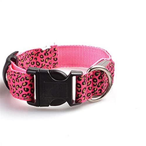 Haustier-Halsband, LED, leuchtendes Halsband, Teddy, Hundehalsband, Welpen, Leopardenhalsband, Rosa X von UOHUFIDABFD