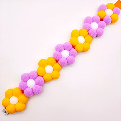 Haustier Shiba Inu Corgi Regenbogen Blume Halsband Katzen Hund Haar Ball Halsband Verstellbar Hund Katzen Spielzeug (Gelb Lila XXL) von UOHUFIDABFD