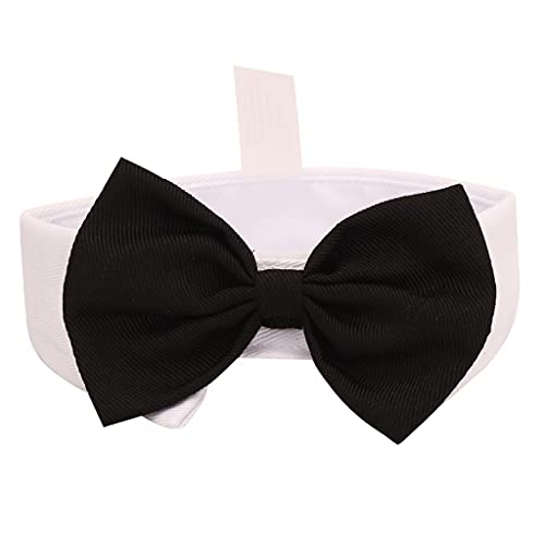 Haustier Welpe Kätzchen Hunde Katzen Verstellbare Fliege Halsband Krawatte Fliege Dekor Fliege Urlaub Hochzeit Leben Dekoration Zubehör (Weißes Halsband schwarzer Knoten) von UOHUFIDABFD