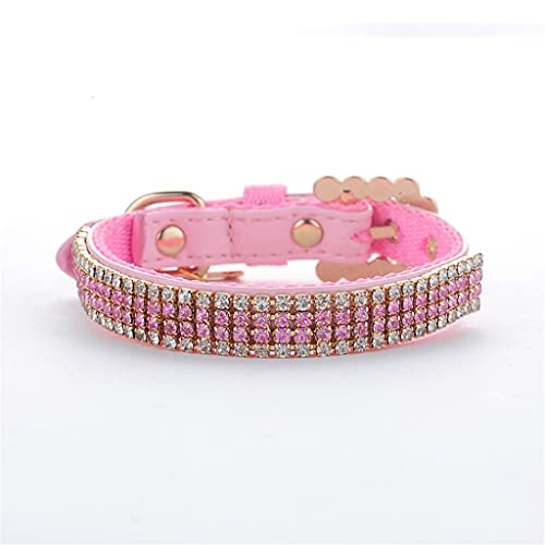Hundehalsbänder aus Leder, mit Strasssteinen, für kleine und mittelgroße Hunde, mit Schnalle, Rosa Hundehalsbänder aus Leder, mit Strasssteinen, für kleine und mittelgroße Hunde, mit Schnalle, Rosa von UOHUFIDABFD