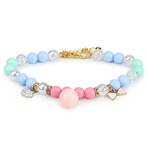 Hundehalsband Blume Teddy Hundehalsbänder Künstliche Strass Haustier Halskette Halsband für Katzen Kleine Hunde Halskette (Blau Medium) von UOHUFIDABFD
