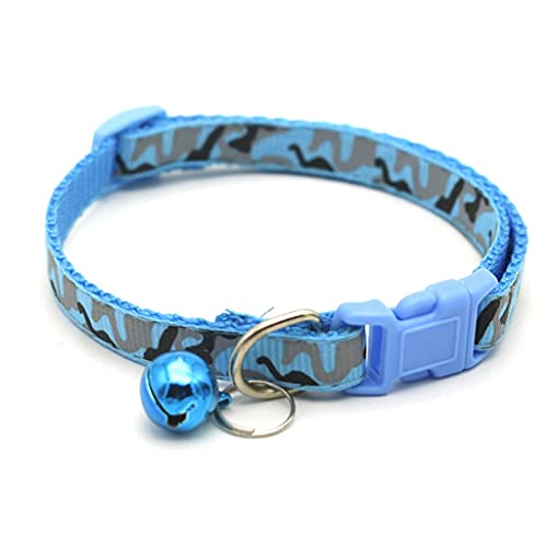 Hundehalsband für Katzen, Tarnmuster, mit Glockenmuster, Halsband, Polyester, verstellbare Schnalle, Kätzchen, Welpen, Haustier-Leine, Tierzubehör (himmelblau) von UOHUFIDABFD