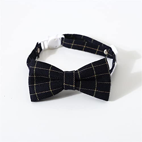 Katzenhalsband, kariert, mit Schleife, verstellbar, für Welpen, Chihuahua, Fliege, Baumwolle, Haustiere, Katzenhalsbänder, Kätzchen, Halskette, Haustierzubehör (schwarze Schleife) von UOHUFIDABFD