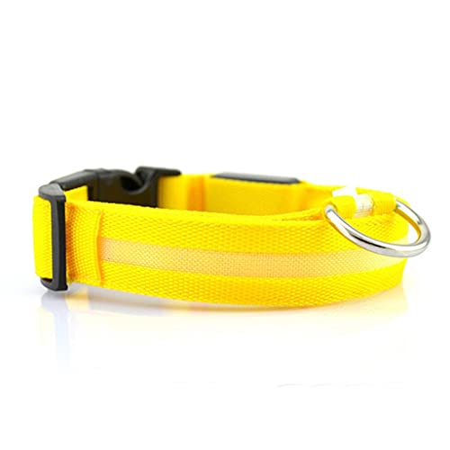 LED-Hundehalsband, blinkend, leuchtend, kreativ, für Hunde und Katzen, verstellbar, Sicherheitsbeleuchtung, Nylon-Erkennungsmarke, Zubehör für Haustiere (Gelb, groß) von UOHUFIDABFD